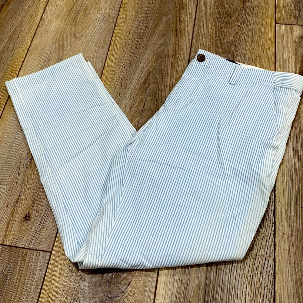 NWOT GAP Blue White Striped Cropped Pants Sz 8